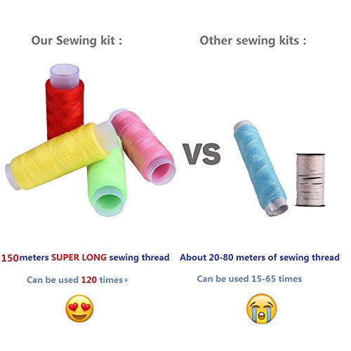 Qisiewell Kit De Costura Portátil Costurero 22 Vivid Rainbow-Colored Carrete De Hilos 108 Accesorios De Costura Premium para Uso Doméstico Adultos Niños