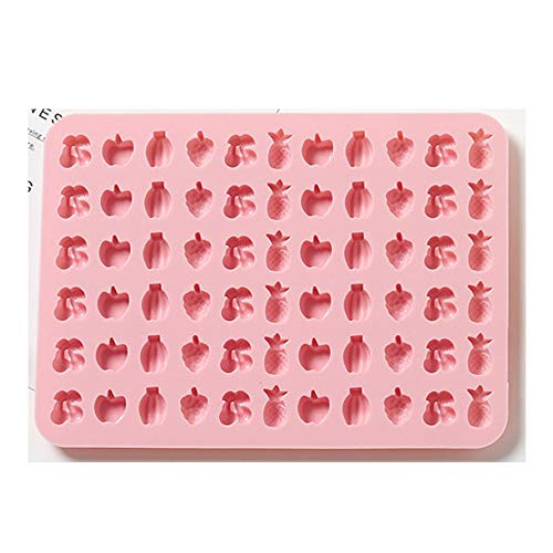 Qiwenr 2 Conjunto Moldes Gominolas Silicona,Moldes Gummy Bandejas Moldes de Silicona para Dulces Gummy，con 2 Goteros de Bonificación(Rosado