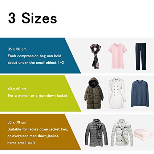 Qliver 8pcs unidades Bolsas al vacío para ropa edredones almohadillas Ahorro de espacio y viaje Bolsa Almacenaje al Vacío