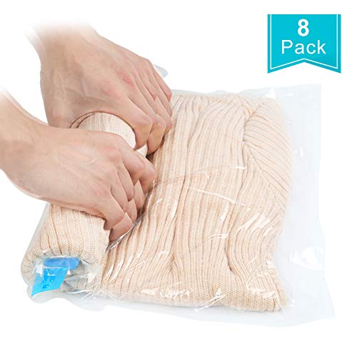 Qliver 8pcs unidades Bolsas al vacío para ropa edredones almohadillas Ahorro de espacio y viaje Bolsa Almacenaje al Vacío
