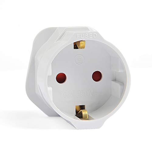 QLOUNI 3pcs Adaptador Enchufe Inglaterra - Adaptadores de Viaje Compactos con 2 Patas para EU a UK (Blanco)