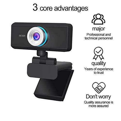 QLPP HD 720P Webcam con micrófono, Plug and Play giratoria, cámara de ordenador USB de pantalla ancha para PC Mac portátil de escritorio de videollamadas y grabación de conferencias