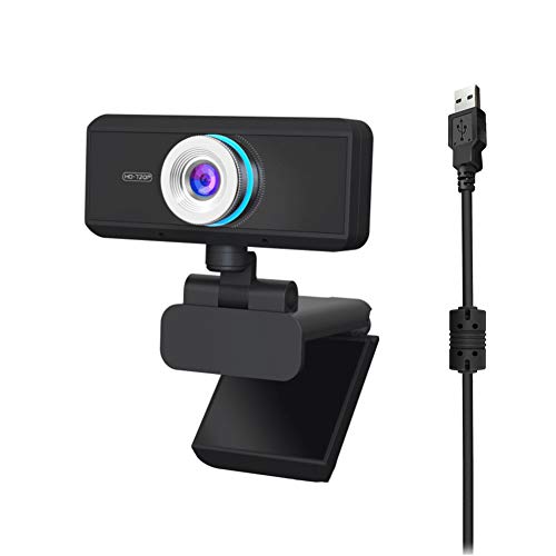 QLPP HD 720P Webcam con micrófono, Plug and Play giratoria, cámara de ordenador USB de pantalla ancha para PC Mac portátil de escritorio de videollamadas y grabación de conferencias