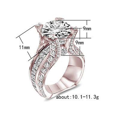 QLSchmuck Anillo Femenino óxido cúbico de circonio una Rosa Blanca, Oro Plateado, geometría, Cuatro Tenedores, Lujosa Boda, Joyas clásicas, El Oro de Las Rosas, Las Mujeres.
