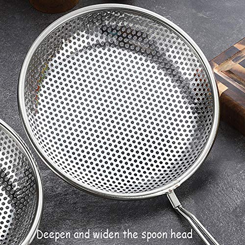 QLSN Colador Acero Inoxidable Malla Fina, Tamizar Tamices Strainer Pasta Colander Cocina Cedazos,Cocina con Filtro De Cuchara para Fugas. 20 Centímetros