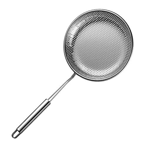 QLSN Colador Acero Inoxidable Malla Fina, Tamizar Tamices Strainer Pasta Colander Cocina Cedazos,Cocina con Filtro De Cuchara para Fugas. 20 Centímetros
