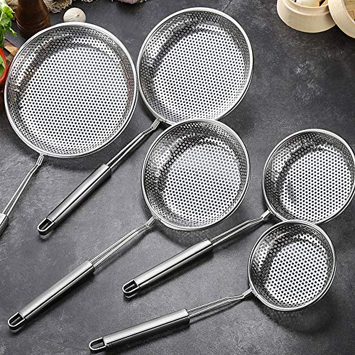 QLSN Colador Acero Inoxidable Malla Fina, Tamizar Tamices Strainer Pasta Colander Cocina Cedazos,Cocina con Filtro De Cuchara para Fugas. 20 Centímetros