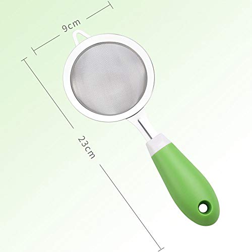 QLSN Colador Acero Inoxidable Malla Fina, Tamizar Tamices Strainer Pasta Colander Cocina Cedazos,Colador De Filtro Exprimidor De Leche De Soja Mini Cuchara para Fugas 2 Uds.   Verde.