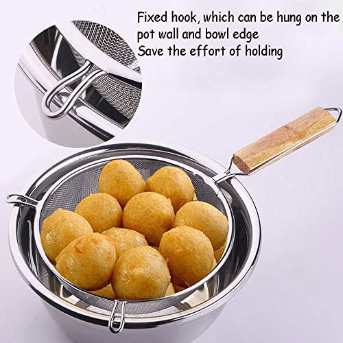 QLSN Colador Acero Inoxidable Malla Fina, Tamizar Tamices Strainer Pasta Colander Cocina Cedazos,Cuchara con Fugas Cuchara con Filtro Aislamiento Frito. 18 Cm