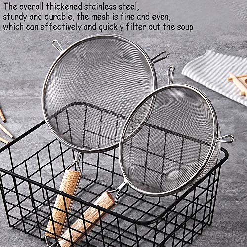QLSN Colador Acero Inoxidable Malla Fina, Tamizar Tamices Strainer Pasta Colander Cocina Cedazos,Cuchara con Fugas Cuchara con Filtro Aislamiento Frito. 18 Cm
