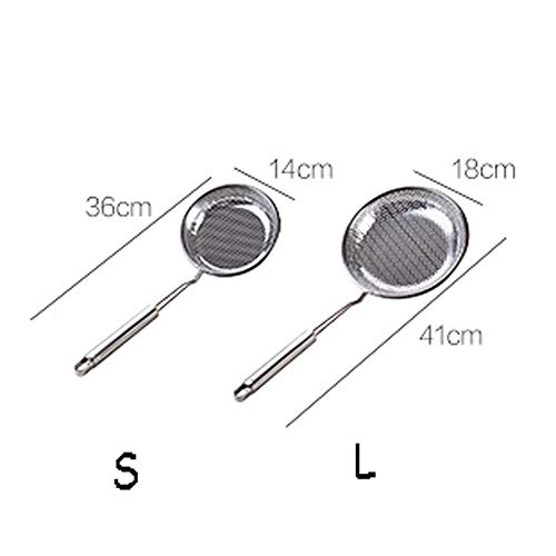 QLSN Colador Acero Inoxidable Malla Fina, Tamizar Tamices Strainer Pasta Colander Cocina Cedazos,Filtro De Cocina para El Hogar con Cuchara para Fugas Fritas. L