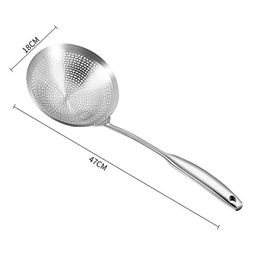 QLSN Colador Acero Inoxidable Malla Fina, Tamizar Tamices Strainer Pasta Colander Cocina Cedazos,Filtro De Cuchara De Fugas Netas De Fugas Cocina Casera. L