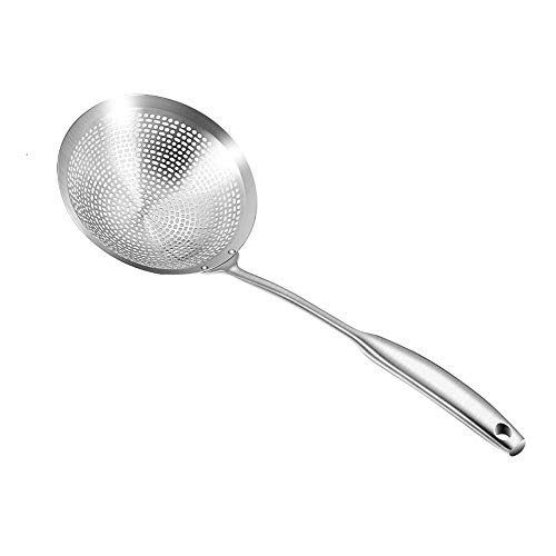QLSN Colador Acero Inoxidable Malla Fina, Tamizar Tamices Strainer Pasta Colander Cocina Cedazos,Filtro De Cuchara De Fugas Netas De Fugas Cocina Casera. L