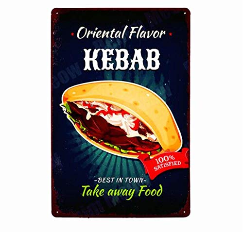 qnmbdgm Pintura Hierro Cartel Artehamburguesa Pizza Vintage Metal Cartel De Chapa Pub Cafe Home Bar Decoración Restaurante Sushis Kebab Wall Art Poster