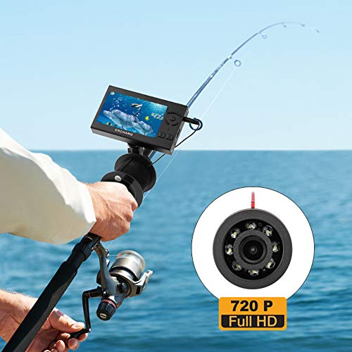 QOUP Buscador de Peces de 4,3 Pulgadas, con Luces LED Brillantes 8, la visión Nocturna HD, Profundidad de localización inalámbrica Sonar, por Lago, río, mar y Otro Ambiente de la Pesca