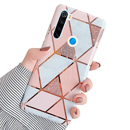 Qpolly - Carcasa de silicona para Xiaomi Redmi Note 8, Marbre Or Rose
