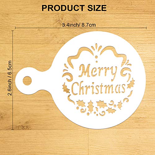 Qpout 25 Plantillas de decoración de café navideño, Molde de Estampado de decoración de café Fondant de Galletas de Fiesta de Navidad, muñeco de Nieve para árbol de Navidad de Santa Claus