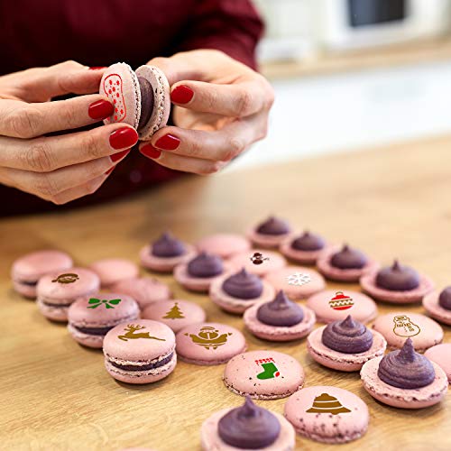 Qpout 25 Plantillas de decoración de café navideño, Molde de Estampado de decoración de café Fondant de Galletas de Fiesta de Navidad, muñeco de Nieve para árbol de Navidad de Santa Claus