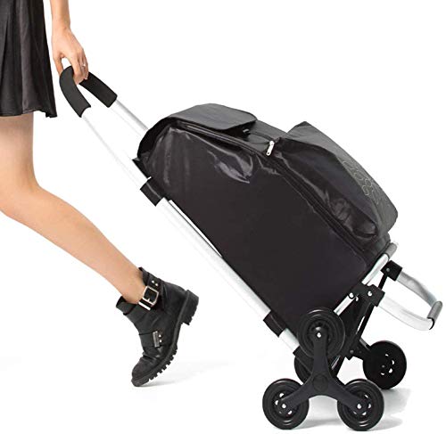 QSXF Carro autoservicio Ligeramente con Aislamiento de comestibles Carro autoservicio Escalada Mercado Carrito de la Compra Plegable con 6 Ruedas de Gran Capacidad Viaje 60L Bolsa/Negro,Black