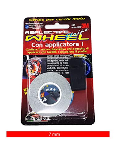 quattroerre 10282 Wheel rayas rifrangent, rojo, 7 mm x 6 mt