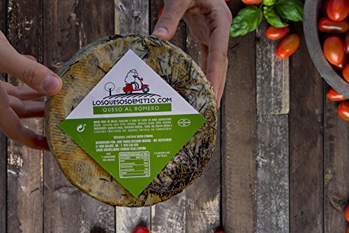 Queso de oveja al romero gourmet con caja de madera premium (español, curado, ideal con vino, queso entero de 2kg de leche pasteurizada), de Losquesosdemitio