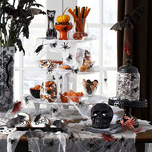 Queta 150 Piezas Plástico Insectos Realistas para Halloween Fiesta y Decoración, Insectos Falsas Cucarachas Arañas Escorpiones Ciempiés Murciélagos Ratas Geckos Moscas para Hacer Bromas