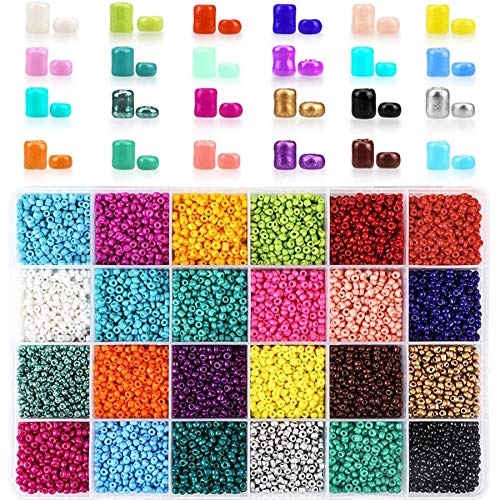 Queta Cuentas de Colores 2mm, 24000pcs Mini Cuentas y Abalorios Cristal para DIY Pulseras Collares Bisutería (24 Colores)