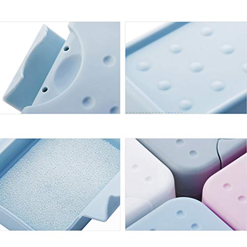 Queta Jabonera, 2pcs Caja Sellada de Jabón, Portátil Contenedor de Jabón, Ideal para Hogar/Viaje/Viajes de Negocios/al Aire Libre (2 * Saco con Cordón y 2 * Gancho Adhesivo) (Rosa+Azul)