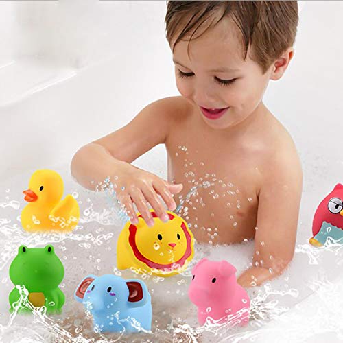Queta Juguete para el baño, 7 Piezas Juguetes de bañera Juguetes acuáticos diversión acuática para niños con 1 Red de Pesca y 6 Animales Marinos