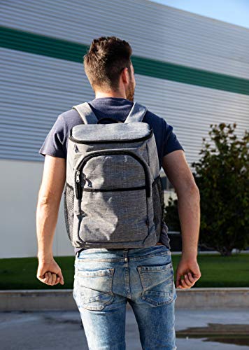 Quid Mochila Porta Alimentos, para IR de Picnic, Exterior de Tela e Interior isotérmico, 42x20x29 cm 17 L, 2 Compartimentos, Material (Foam térmico), Gris, XL