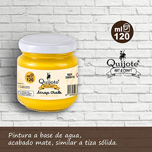 Quijote Paper World Pintura a la tiza, Chalk Paint, 120ML, para madera, metal cerámica, piedra, escayola, vidrio, etc. Amarillo Yema