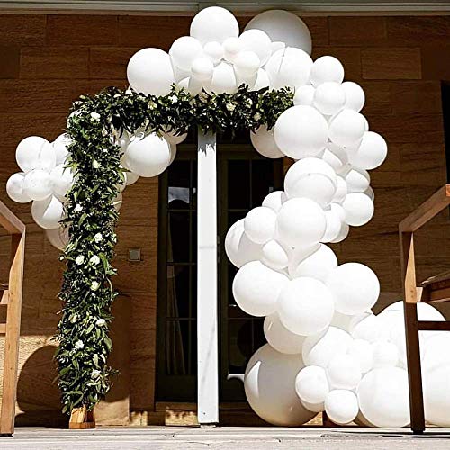 QYY 100 Piezas Latex Globos Blancos Decoración para sesión fotográfica/Cumpleaños/Fiesta de Boda/Festival/Evento/Decoraciones de Carnaval /Paquete Blanco