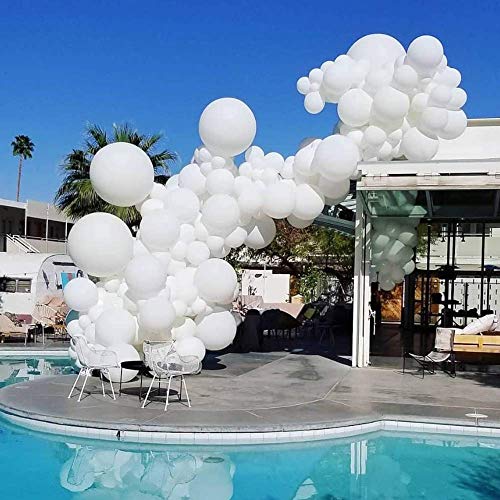 QYY 100 Piezas Latex Globos Blancos Decoración para sesión fotográfica/Cumpleaños/Fiesta de Boda/Festival/Evento/Decoraciones de Carnaval /Paquete Blanco