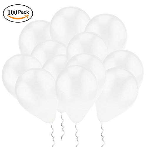 QYY 100 Piezas Latex Globos Blancos Decoración para sesión fotográfica/Cumpleaños/Fiesta de Boda/Festival/Evento/Decoraciones de Carnaval /Paquete Blanco