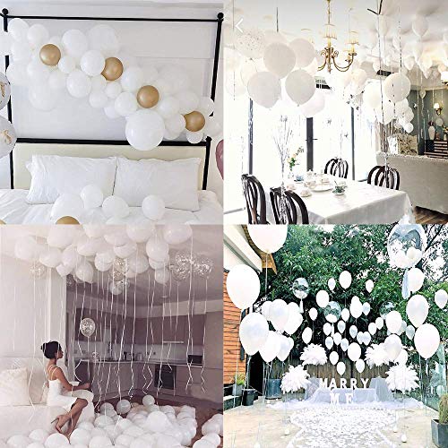 QYY 100 Piezas Latex Globos Blancos Decoración para sesión fotográfica/Cumpleaños/Fiesta de Boda/Festival/Evento/Decoraciones de Carnaval /Paquete Blanco