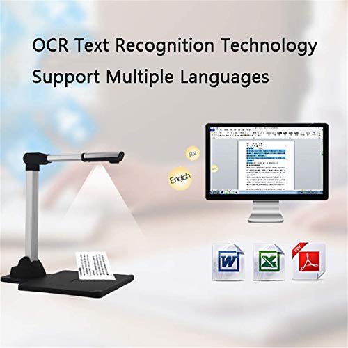 Rabbfay Alto Velocidad Portátil USB Escáner, con LOC Función 18 Millón HD Pixeles Cámara con LED Ligero, Capturar Talla A4, Ajustable Altura USB para Oficina y Educación,A