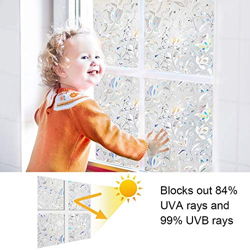 rabbitgoo 3D Vinilo para Ventanas Translucido Privacidad Vinilo Cristal Pegatina Sin Pegamento Adherencia Electrostática Anti UV Decorativos para Puertas Cristal Cocina Baño Oficina Salón 90x200CM
