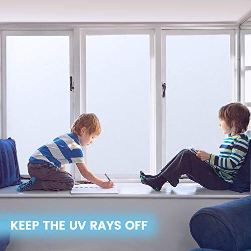 rabbitgoo Vinilo para Ventana Privacidad Lámina Adhesiva Pegatina Translúcida Adhesiva Decorativa del Vidrio Autoadhesiva con Electricida Estática Esmerilado Control de Calor y Anti UV 44.5 * 300CM