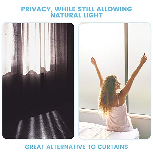 rabbitgoo Vinilo para Ventana Privacidad Lámina Adhesiva Pegatina Translúcida Adhesiva Decorativa del Vidrio Autoadhesiva con Electricida Estática Esmerilado Control de Calor y Anti UV 44.5 * 300CM