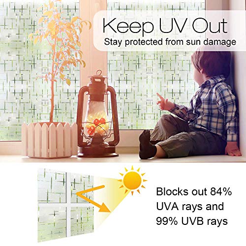 rabbitgoo Vinilos Ventana Protector Privacidad Pegatina Película Cristal Laminas Anti 96% UV Calor Translucido Fácilmente Adhesiva Decorativa Reutilizar para Baño Cocina Oficina de Cruz 90x200CM