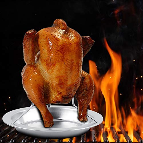 Rack de pollo para asar, soporte vertical de acero inoxidable para rack de pollo para asar, herramientas para asar a la parrilla para asar a la parrilla para barbacoa o para uso doméstico