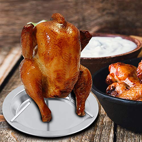 Rack de pollo para asar, soporte vertical de acero inoxidable para rack de pollo para asar, herramientas para asar a la parrilla para asar a la parrilla para barbacoa o para uso doméstico