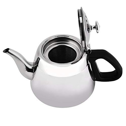 Raguso hervidor de té Resistente al Calor, Tetera de Acero Inoxidable para Estufa, Tetera de Acero Inoxidable de Uso prolongado de Moda, Oficina para la Cocina del(1.5L with Filter)