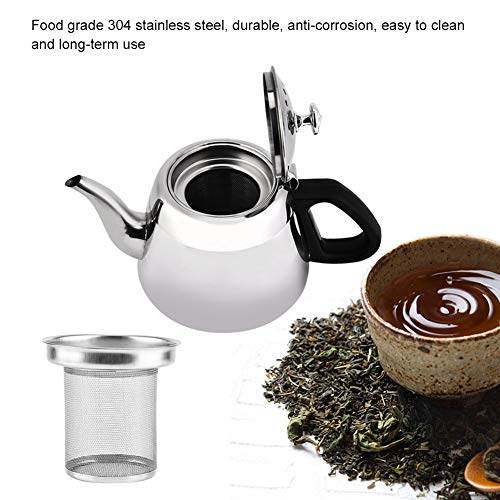 Raguso hervidor de té Resistente al Calor, Tetera de Acero Inoxidable para Estufa, Tetera de Acero Inoxidable de Uso prolongado de Moda, Oficina para la Cocina del(1.5L with Filter)
