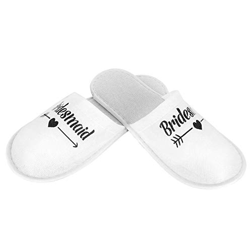Raguso Suministros de Boda Luna de Miel 5 Pares Patrón de Letras de Dama de Honor Zapatillas de Dama de Honor Desechables Fiesta de Boda Mujer Dama de Honor