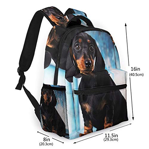 RAHJK Mochila Tipo Casual Mochila Escolares Mochilas Estilo Impermeable para Viaje De Ordenador Portátil hasta 14 Pulgadas Cachorro de Perro Salchicha Raza Alemana