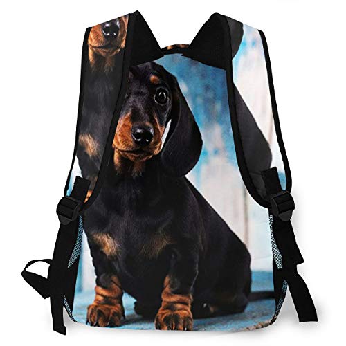 RAHJK Mochila Tipo Casual Mochila Escolares Mochilas Estilo Impermeable para Viaje De Ordenador Portátil hasta 14 Pulgadas Cachorro de Perro Salchicha Raza Alemana