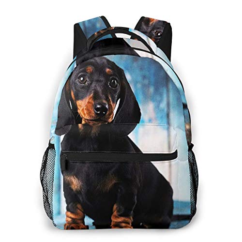 RAHJK Mochila Tipo Casual Mochila Escolares Mochilas Estilo Impermeable para Viaje De Ordenador Portátil hasta 14 Pulgadas Cachorro de Perro Salchicha Raza Alemana