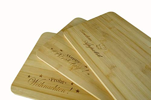 Rahmenlos - Tabla para cortar (bambú, con grabado), bambú, Guten Appetit, 32 x 23 x 1