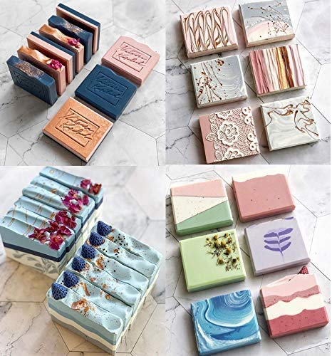 Rain Queen - Molde de jabón rectangular con tapa de silicona para cortar jabón, herramienta de fabricación hecha a mano, jabón, bricolaje ajustable 9 cps